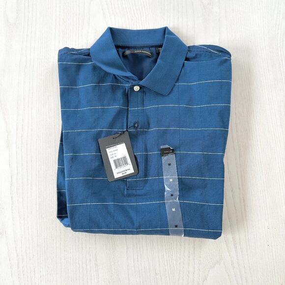 Greg Norman Blue Striped Long Sleeve Polo NWT - Picture 1 of 6